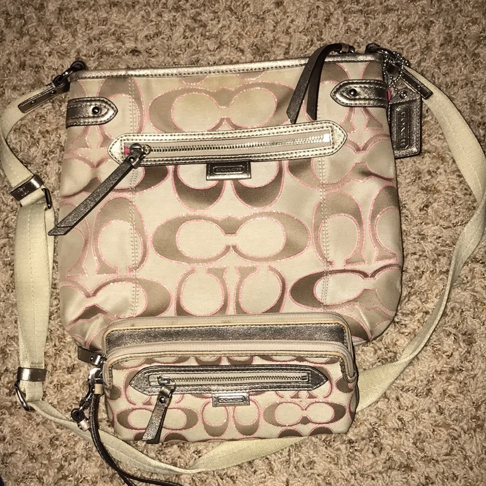 Authentic Coach crossbody and wristlet